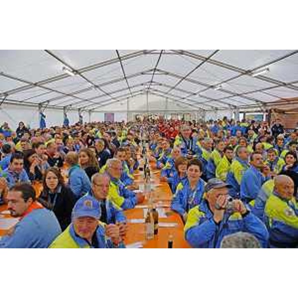 La festa in onore dei volontari di Protezione civile rientrati dalle zone terremotate dell'Emilia, nella sede della Protezione civile del FVG. (Palmanova 27/10/12)