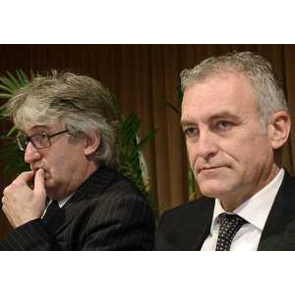 Renzo Tondo (Presidente Friuli Venezia Giulia) e Dario Ermacora (Presidente Coldiretti FVG) al convegno "L'irrigazione è vita. Un'esigenza per l'agricoltura e l'ambiente del FVG". (Udine 13/11/12)