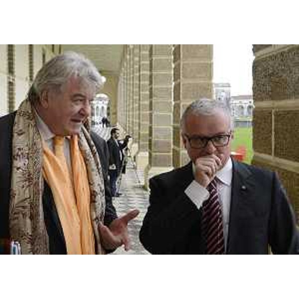 Elio De Anna (Assessore regionale Cultura) e Paolo Peluffo (Sottosegretario Presidenza del Consiglio) al primo convegno internazionale dedicato alla Grande Guerra organizzato dall'Historical Military Center (HMC). (Villa Manin di Passariano 22/11/12)