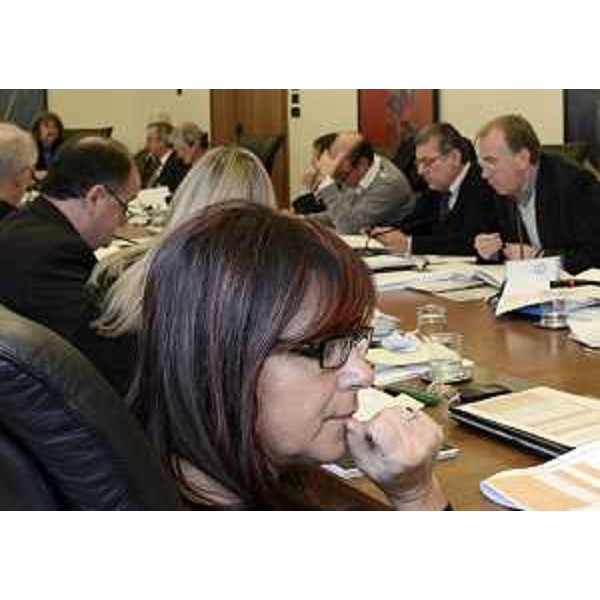 Angela Brandi (Assessore regionale Lavoro Commercio Formazione Pari Opportunità) durante l'esame della legge regionale Finanziaria 2013, in I Commissione consiliare. (Trieste 28/11/12)