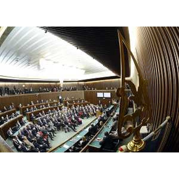 L'aula del Consiglio regionale durante la seduta celebrativa per il 50° anniversario della promulgazione dello Statuto di Autonomia della Regione Friuli Venezia Giulia. (Trieste 31/01/2013)