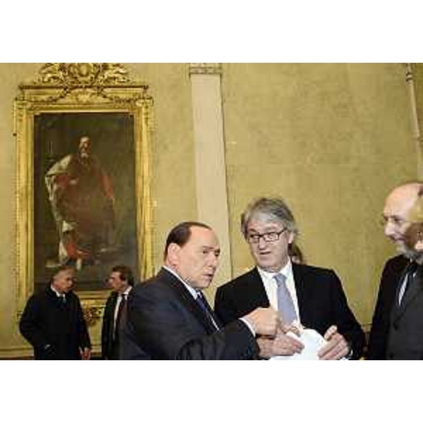 Silvio Berlusconi (Parlamentare) e Renzo Tondo (Presidente Friuli Venezia Giulia) nella sede della Regione. (Trieste 04/02/13)