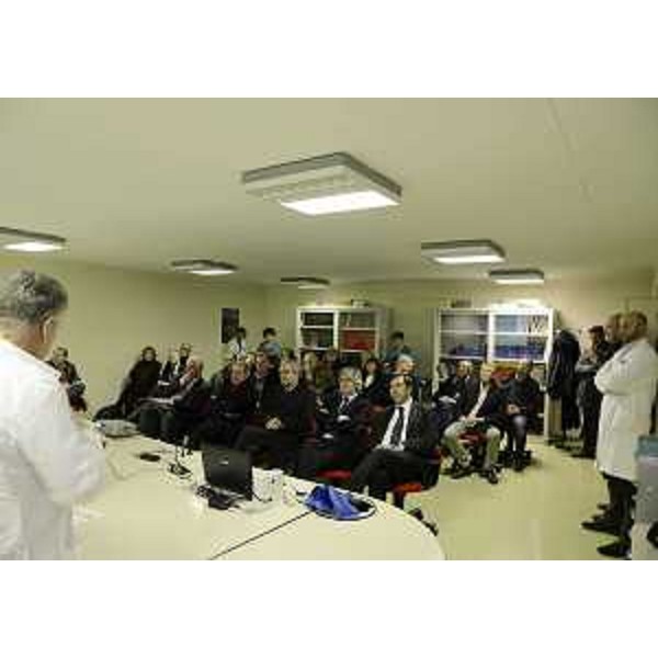 Renzo Tondo (Presidente Friuli Venezia Giulia) in ospedale nel corso della breve cerimonia per il dono dello Sphygmocor al Dipartimento di emergenza. (San Daniele del Friuli 18/02/13)
