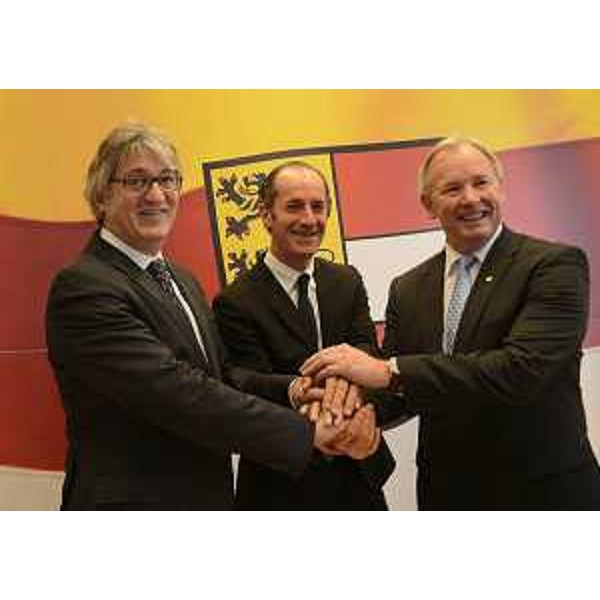 Renzo Tondo (Presidente Friuli Venezia Giulia), Gerhard Doerfler (Governatore Land Carinzia) e Luca Zaia (Presidente Veneto) insieme per la seduta di insediamento dell'Assemblea dell'Euregio "Senza confini". (Klagenfurt 19/02/13)