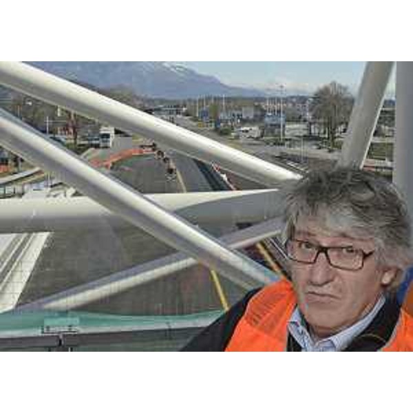 Renzo Tondo (Presidente Friuli Venezia Giulia) nel corso del sopralluogo ai lavori in corso sul raccordo autostradale Villesse-Gorizia. (Gorizia 28/02/13)