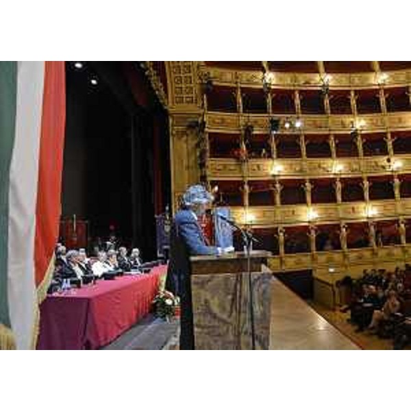 Renzo Tondo (Presidente Friuli Venezia Giulia) interviene alla cerimoni di apertura dell'Anno accademico 2012-2013 dell'Università, al Teatro Verdi. (Trieste 04/03/13)