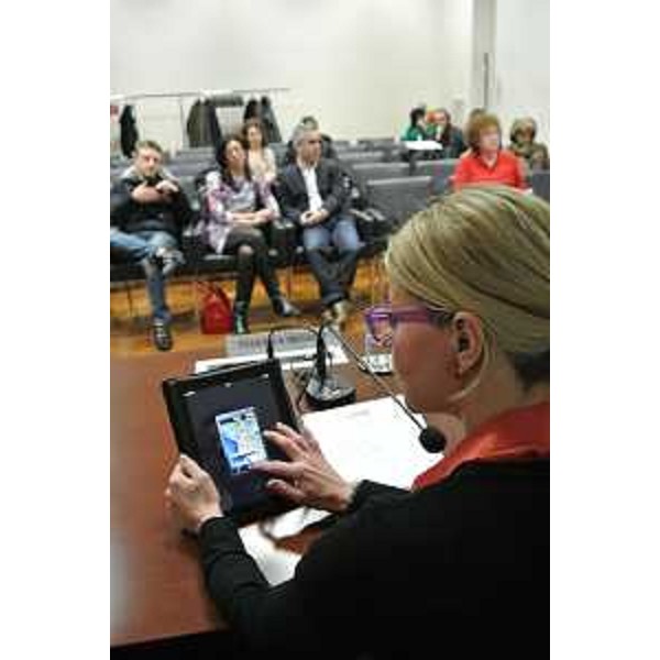 Federica Seganti (Assessore regionale Attività produttive) alla presentazione della nuova App "FVG Film Locations - Itinerari cineturistici in Friuli Venezia Giulia", nella sede della Regione. (Trieste 05/03/13)