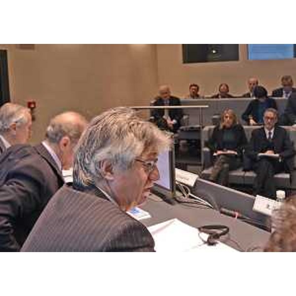 Renzo Tondo (Presidente Friuli Venezia Giulia) interviene al worshop sul Piano di azione della Macroregione Adriatico Ionica, nella Sala Tessitori del Consiglio regionale. (Trieste 15/03/13)