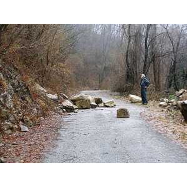 Rilievo della Stazione forestale di Cividale del Friuli di massi franati sulla strada ex militare Masarolis-Spignon. (11/03/13)