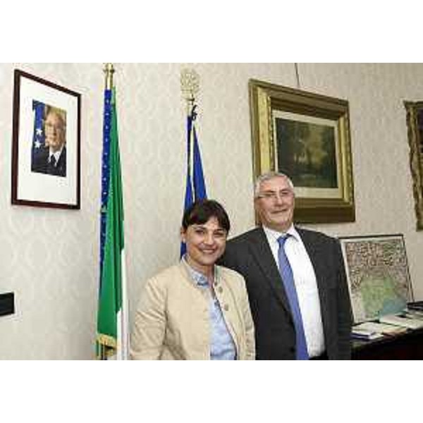 Debora Serracchiani (Presidente Friuli Venezia Giulia) ed Ivo Salemme (Prefetto Udine) in Prefettura. (Udine 30/04/13)