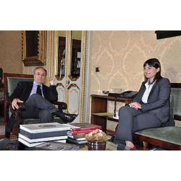 Franco Gallo (Presidente Corte costituzionale) e Debora Serracchiani (Presidente Friuli Venezia Giulia). (Roma 08/05/13)