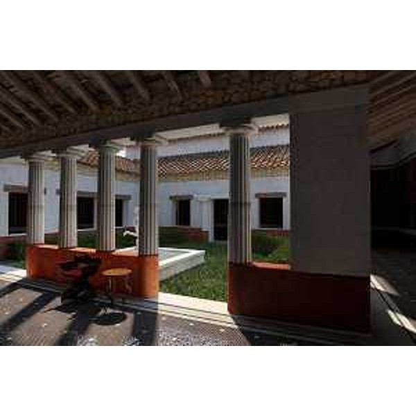 Ricostruzione virtuale di uno scorcio dell'interno della domus di Tito Macro. (Aquileia 14/05/13)