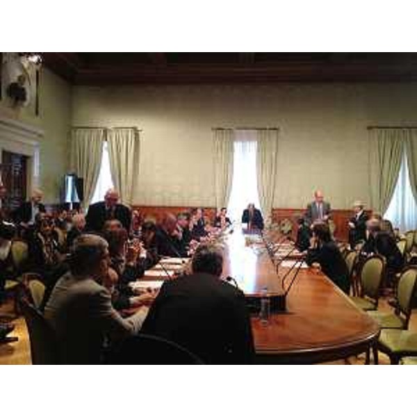 Debora Serracchiani (Presidente Friuli Venezia Giulia) all'incontro richiesto dalla Conferenza delle Regioni al presidente del Consiglio Enrico Letta. (Roma 27/05/13)