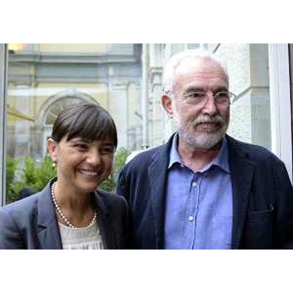 Debora Serracchiani (Presidente Friuli Venezia Giulia) con Francesco Tullio Altan. (Trieste 03/07/13)
