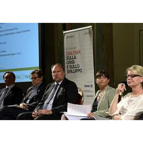 Debora Serracchiani (Presidente Friuli Venezia Giulia), Roberto Cosolini (Sindaco Trieste), Sandra Savino (deputato PdL), Giovanni Da Pozzo (presidente Camera Commercio Udine) e Pierluigi Maneschi (presidente Italia Marittima). (Trieste 05/07/13)