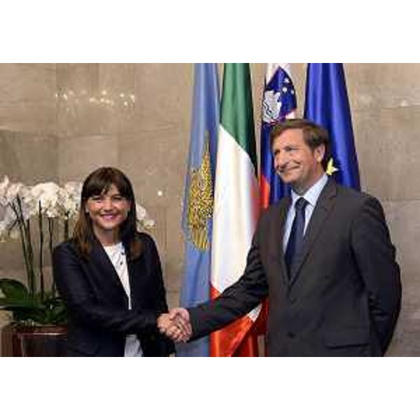 Debora Serracchiani (Presidente Friuli Venezia Giulia) con Karl Erjavec (ministro Affari esteri Repubblica di Slovenia). (Lubiana 10/07/13)