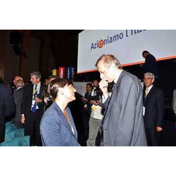 Debora Serracchiani (Presidente Friuli Venezia Giulia) con Piero Fassino (presidente ANCI e sindaco di Torino) all'assemblea 2013 dell'Ance. (Roma 11/07/13)