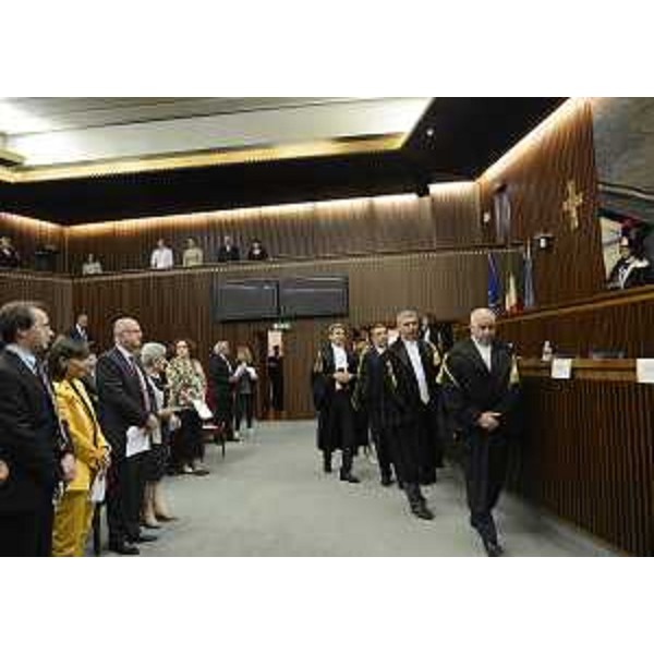 I membri della Corte dei Conti entrano nell’aula del Consiglio regionale per il giudizio di parificazione del Rendiconto generale della Regione. (Trieste 12/07/13)