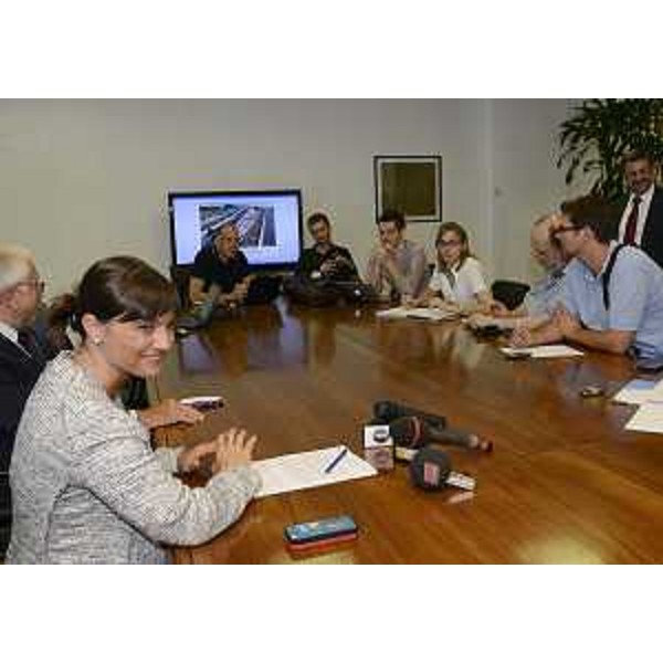 Debora Serracchiani (Presidente Friuli Venezia Giulia) in conferenza stampa sulla terza corsia dell'Autostrada A4. (Udine 19/07/13)
