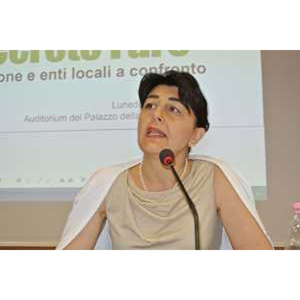 Mariagrazia Santoro (Assessore regionale Pianificazione territoriale e Lavori pubblici) interviene su "Opere pubbliche: i contributi regionali per continuare ad investire" nel corso del confronto tra amministratori regionali e degli Enti locali sul Patto di stabilità e sul Decreto "Fare". (Udine 29/07/13)