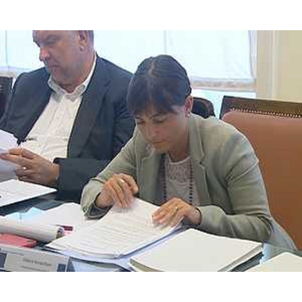 Debora Serracchiani (Presidente Friuli Venezia Giulia) alla riunione del Comitato portuale, con Roberto Cosolini (Sindaco Trieste). (Trieste 26/07/13)