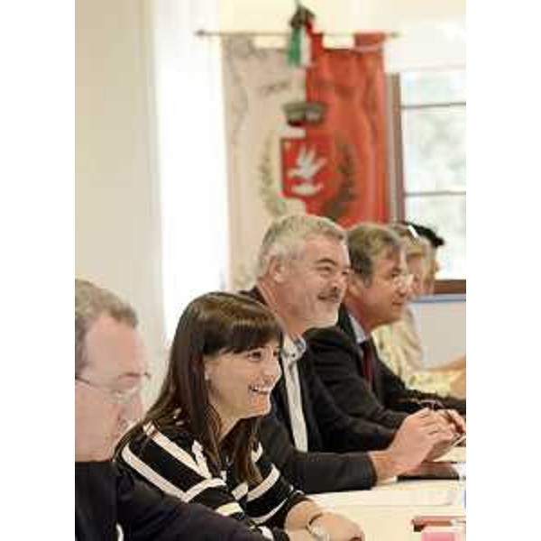 S.Bolzonello (Vicepresidente FVG e assessore regionale Attività produttive), D.Serracchiani (Presidente Friuli Venezia Giulia) e gli assessori regionali P.Panontin (Funzione pubblica) e F.Peroni (Finanze) a Villa di Toppo Florio. (Buttrio 27/08/13)
