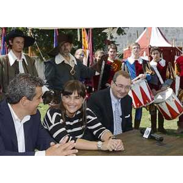 Francesco Martines (Sindaco Palmanova), Debora Serracchiani (Presidente Friuli Venezia Giulia) e Sergio Bolzonello (Vicepresidente FVG e assessore regionale Attività produttive) alla conferenza stampa di presentazione della XXXVII Rievocazione storica. (Palmanova 06/09/13)