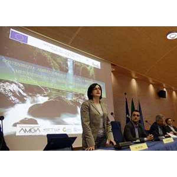 Sara Vito (Assessore regionale Ambiente) interviene al convegno "Sostenibilità ambientale per l'uso della risorsa idrica: metodi innovativi di gestione delle reti degli acquedotti e di protezione degli acquiferi" (Interreg IV Italia-Austria 2007-2013). (Udine 11/09/13)