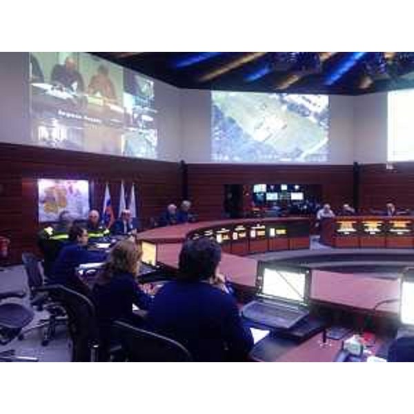 Sala Operativa della Protezione civile durante l'esercitazione voluta dalla Regione Veneto in occasione del cinquantennale della tragedia del Vajont. (Palmanova 14/09/13)