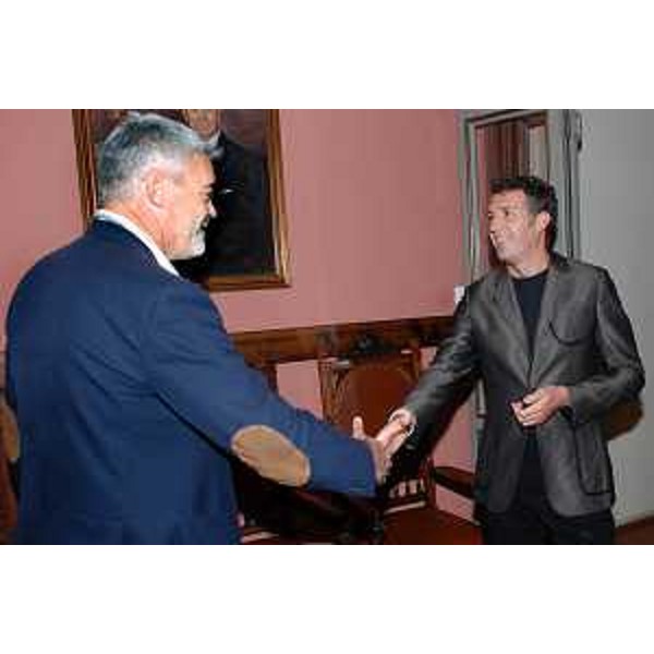 Paolo Panontin (Assessore regionale Protezione civile) e Stefano Balloch (Sindaco Cividale) in Municipio. (Cividale del Friuli 16/09/13)