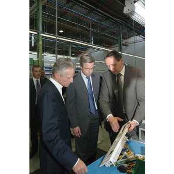 Riccardo Illy (Presidente Friuli Venezia Giulia) con Hans Straberg (Presidente Electrolux) in occasione del convegno su Industria e sviluppo sostenibile. (Porcia 10/05/07)