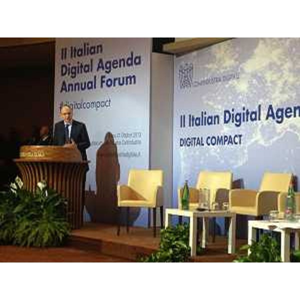 Enrico Letta (Presidente Consiglio Ministri) conclude il II Forum annuale sull'Agenda digitale italiana, organizzato da Confindustria Digitale. (Roma 21/10/13)