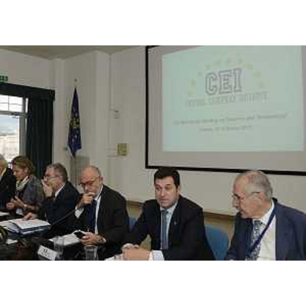 Franco Iacop (Presidente Consiglio regionale FVG) all'incontro ministeriale della CEI-Central European Initiative (InCE-Iniziativa Centro Europea) su Scienza e Tecnologia, alla Stazione Marittima. (Trieste 29/10/13)