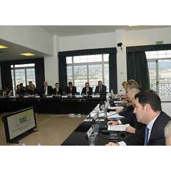 Franco Iacop (Presidente Consiglio regionale FVG) all'incontro ministeriale della CEI-Central European Initiative (InCE-Iniziativa Centro Europea) su Scienza e Tecnologia, alla Stazione Marittima. (Trieste 29/10/13)