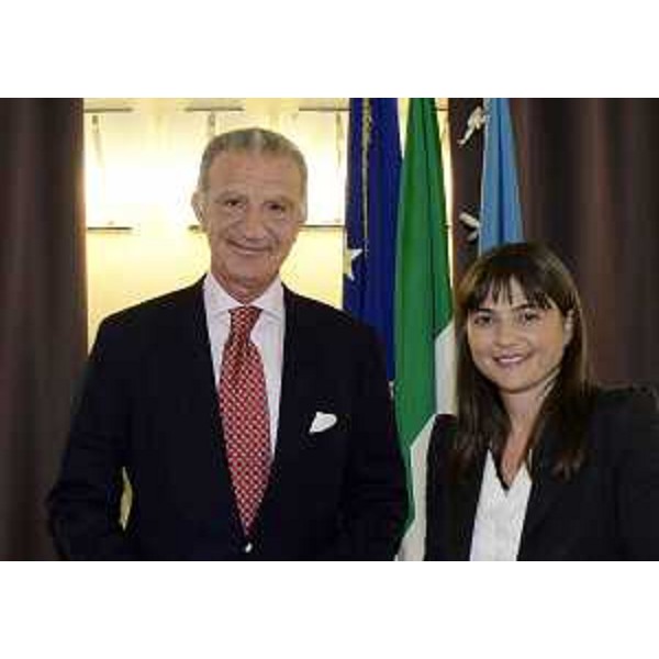 Vincenzo Petrone (Presidente Fincantieri S.p.A.) e Debora Serracchiani (Presidente Friuli Venezia Giulia), nella sede del Consiglio regionale. (Trieste 30/10/13)