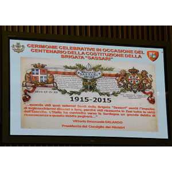 Manifesto delle "Cerimonie celebrative in occasione del Centenario della costituzione della Brigata Sassari, 1915-2015", presentato nella sede del Consiglio regionale del FVG. (Trieste 05/11/13)