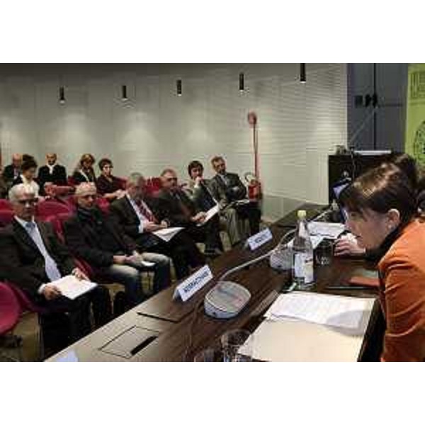 Debora Serracchiani (Presidente Friuli Venezia Giulia) interviene all'incontro su "Le agevolazioni per la casa intelligente" alla Camera di Commercio. (Udine 14/11/13)