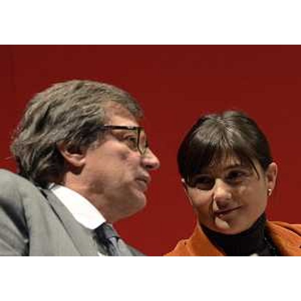 Giovanni Da Pozzo (Presidente Unioncamere FVG) e Debora Serracchiani (Presidente Friuli Venezia Giulia) alla LX Premiazione del Lavoro e Progresso economico, al Teatro Nuovo. (Udine 18/11/13)