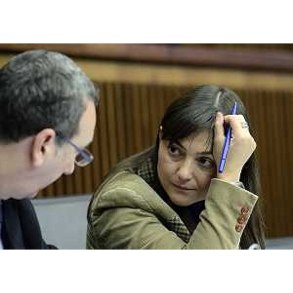 Sergio Bolzonello (Vicepresidente FVG e assessore regionale Attività produttive, Commercio, Cooperazione, Risorse agricole e forestali) e Debora Serracchiani (Presidente Friuli Venezia Giulia) durante i lavori del Consiglio regionale. (Trieste 19/11/13)