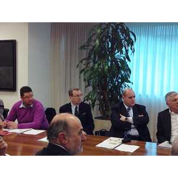 Sergio Bolzonello (Vicepresidente FVG e assessore regionale Attività produttive, Risorse agricole e forestali) e Vittorino Boem (Presidente IV Commissione consiliare) alla presentazione del progetto di accorpamento dei Consorzi di Bonifica Bassa Friulana e Ledra Tagliamento - Udine 06/12/2013