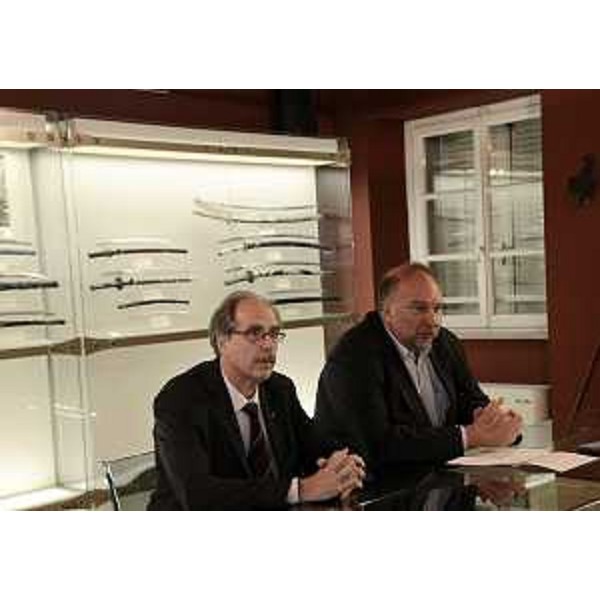 Gianni Torrenti (Assessore regionale Cultura) e Roberto Cosolini (Sindaco Trieste) in conferenza stampa sugli interventi della Regione FVG a favore del Teatro lirico Giuseppe Verdi - Trieste 14/12/2013