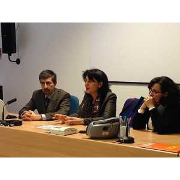 Andrea Carli (Sindaco Maniago) e Mariagrazia Santoro (Assessore regionale Infrastrutture) nel data center del centro direzionale del Consorzio NIP-Nucleo Industriale Pordenonese - Maniago 13/01/2014