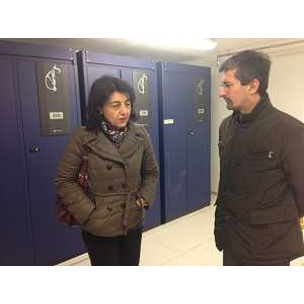 Mariagrazia Santoro (Assessore regionale Infrastrutture) e Andrea Carli (Sindaco Maniago) nel data center del centro direzionale del Consorzio NIP-Nucleo Industriale Pordenonese - Maniago 13/01/2014
