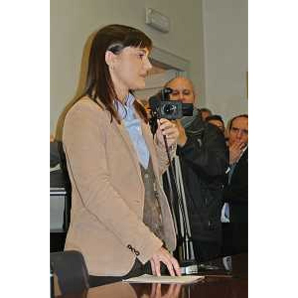 Debora Serracchiani (Presidente Friuli Venezia Giulia) durante l'incontro con le delegazioni di lavoratori degli stabilimenti Electrolux di Porcia (Pordenone) e di Susegana (Treviso) - Trieste 17/01/2014