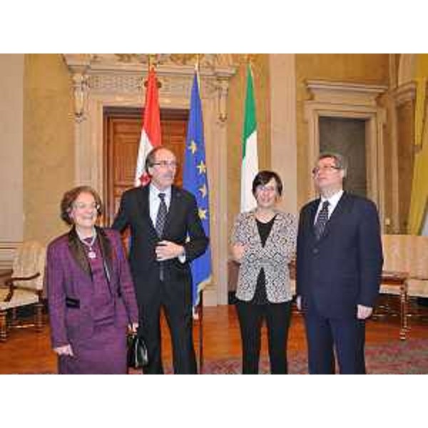 Francesca Adelaide Garufi (Prefetto Trieste), Gianni Torrenti (Assessore regionale Cultura), Tamara Perisic (Sottosegretario Cultura Repubblica Croazia) e Damir Grubisa (Ambasciatore Repubblica Croazia a Roma), nella sede della Regione - Trieste 18/01/2014
