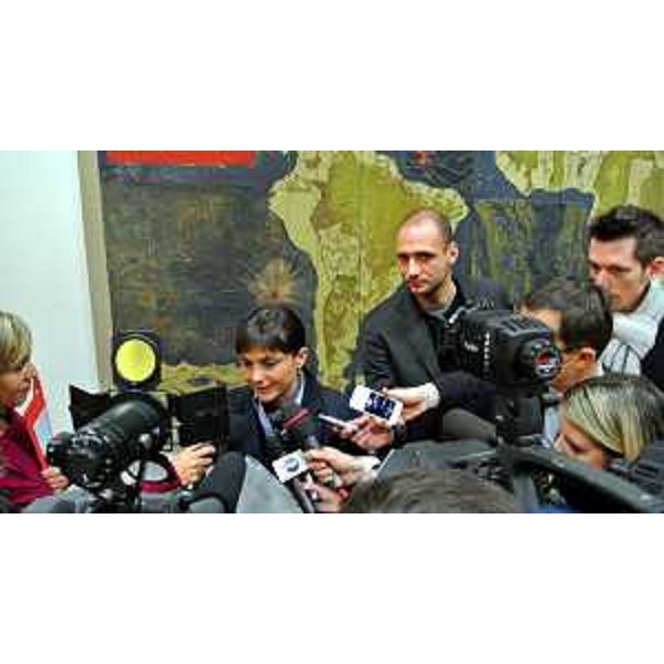 Debora Serracchiani (Presidente Friuli Venezia Giulia) durante la conferenza stampa "FVG Rilancimpresa" - Piano di sviluppo del settore industriale regionale – Trieste 24/01/2014