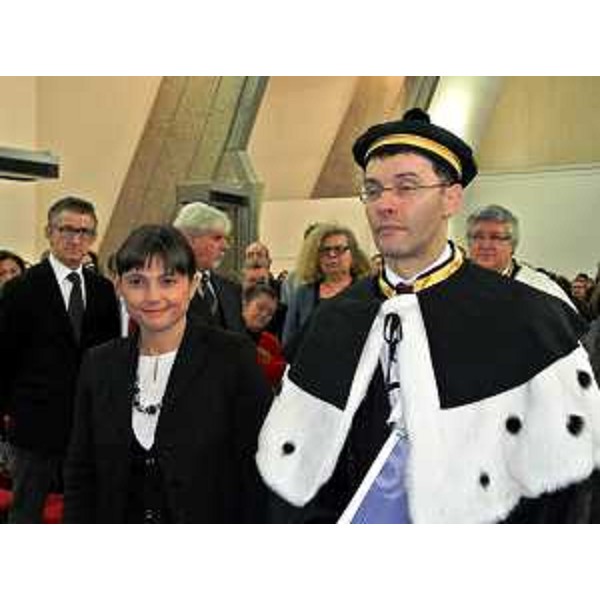 Debora Serracchiani (Presidente Friuli Venezia Giulia) e Stefano Paleari (presidente Conferenza rettori delle Università italiane) all’inaugurazione del 36° anno accademico dell’Università di Udine – Udine 03/02/2014