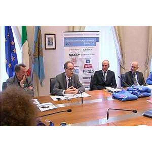 Gianni Torrenti (assessore regionale Sport) alla conferenza stampa di presentazione degli eventi dedicati nel 2014 allo sci paralimpico – Trieste 03/02/2014