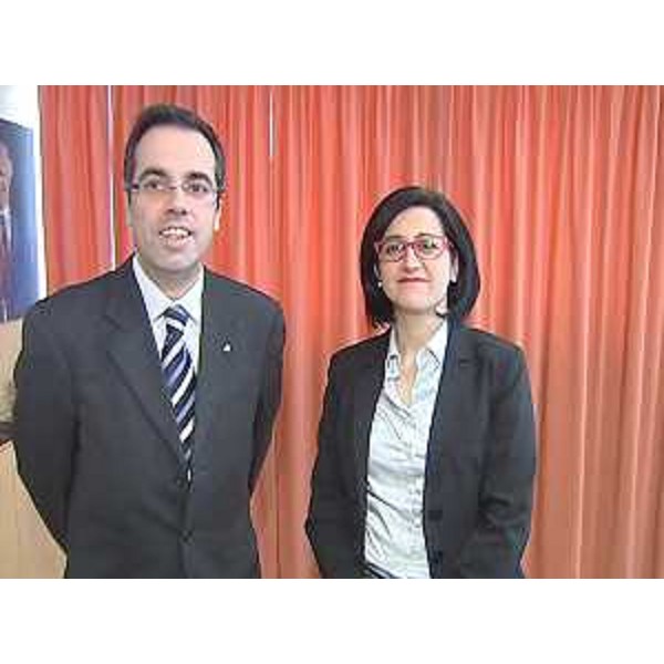 Carlos Sala i Roca (Sottosegretario Ministero Territorio e Sostenibilità Catalogna) e Sara Vito (Assessore regionale Ambiente ed Energia) al workshop sui finanziamenti per l'efficientamento energetico e la riqualificazione energetica di edifici pubblici e privati, all'Area Science Park - Padriciano (TS) 13/02/2014