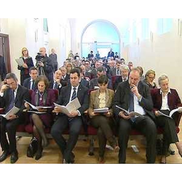 F.A.Garufi (Prefetto Trieste), F.Iacop e D.Serracchiani (Presidenti Consiglio e Giunta Regione Friuli Venezia Giulia), R.Cosolini e M.T.Bassa Poropat (Sindaco e presidente Provincia Trieste) all'inaugurazione dell'Anno giudiziario 2014 della Sezione giurisdizionale della Corte dei conti per il Friuli Venezia Giulia - Trieste 28/02/2014
